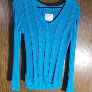 Justice Turquoise Blue Girls Cable Knit Sweater Size 20